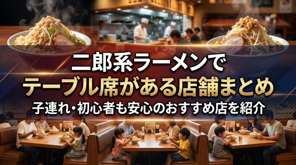 二郎系ラーメンでテーブル席がある店舗まとめ｜子連れ・初心者も安心のおすすめ店を紹介