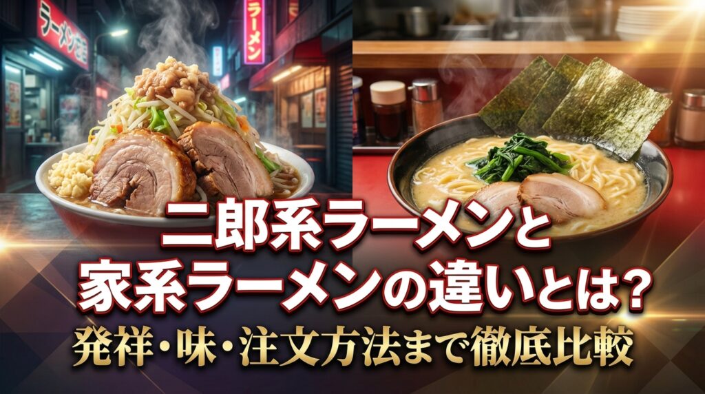 二郎系ラーメンと家系ラーメンの違いとは？発祥・味・注文方法まで徹底比較
